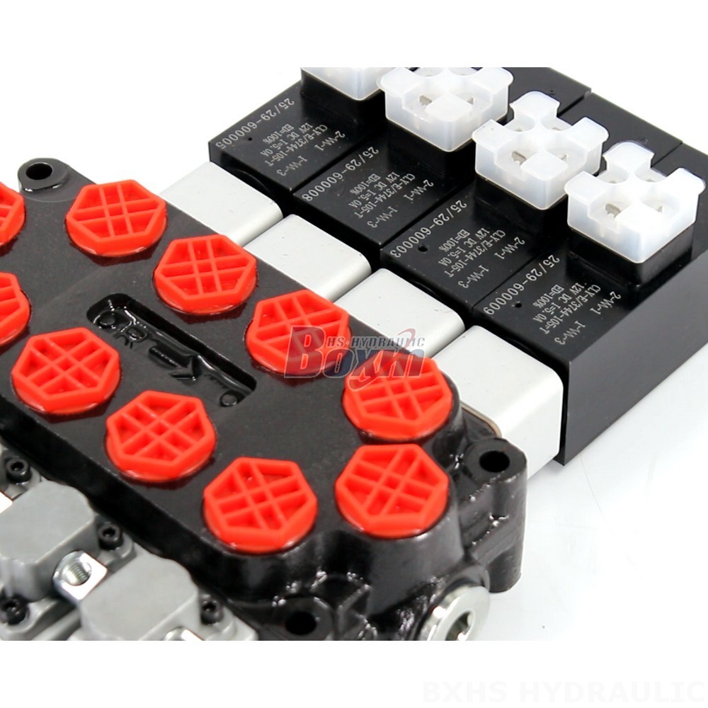 Q45 4 Spool Monoblock Valve: Solenoid & Manual Operated Hydraulic Flow Control detail image